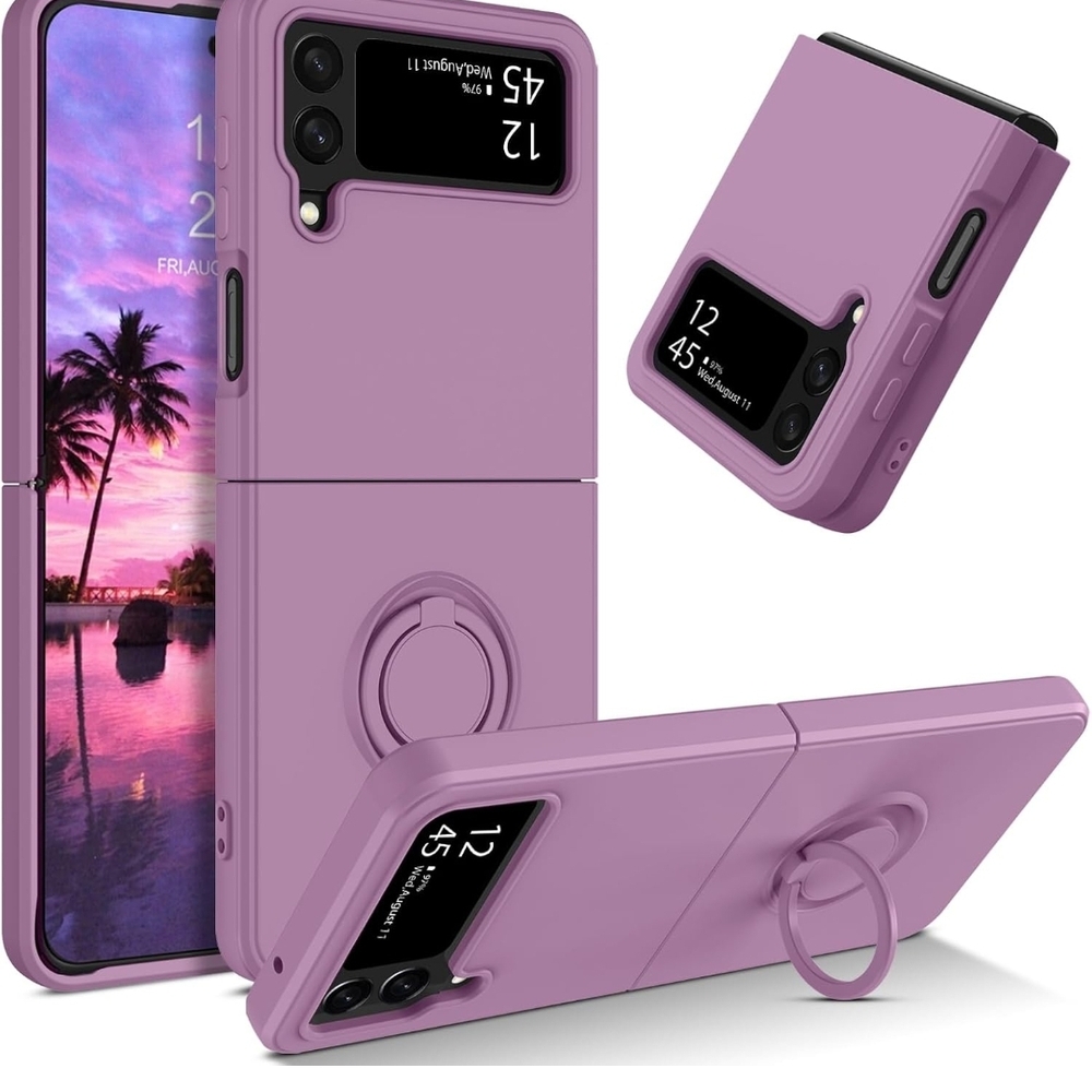 Samsung Galaxy Z Flip 4 Purple Flip Phone Case with Ring Holder Magnetic NWT